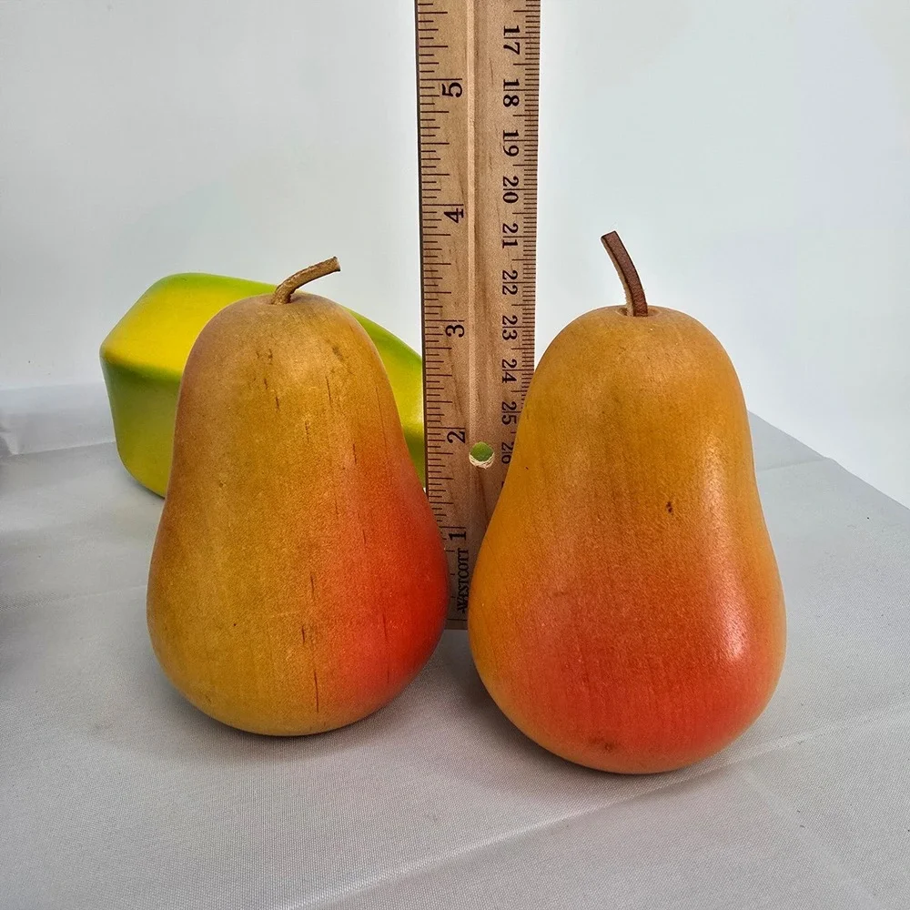 Vintage Hand Painted Wooden Fruit Set 8pc Watermelon Grapes Apple Pear Starfruit